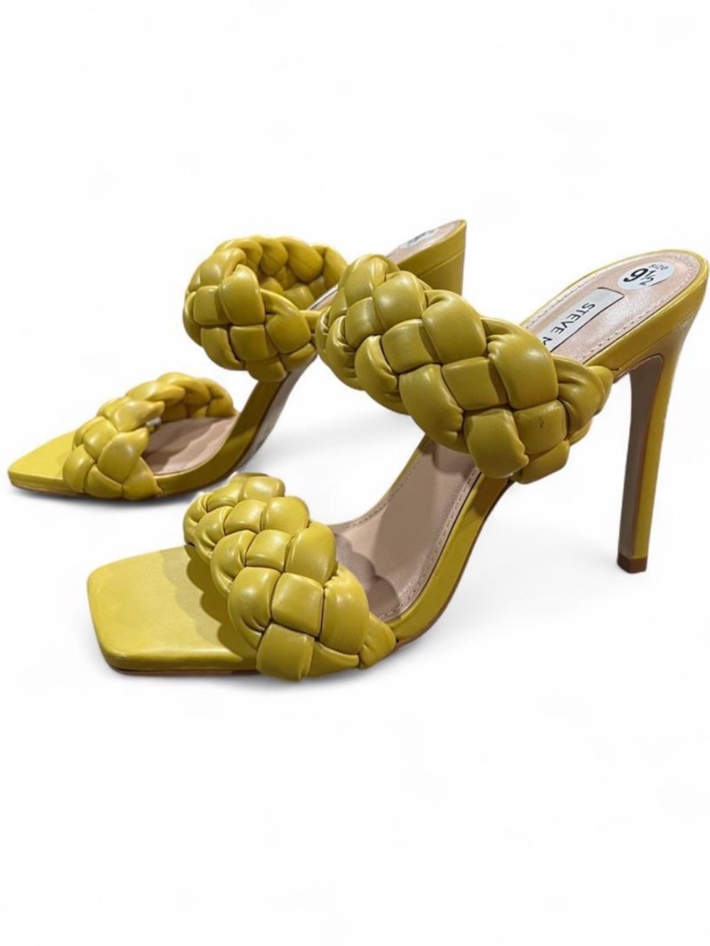 NWOT Steve Madden Yellow Braided Double-Strap Stiletto